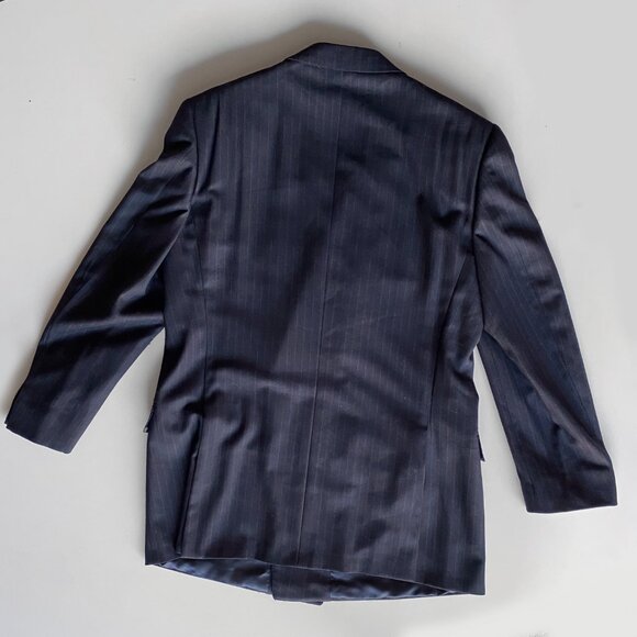 Ermenegildo Zegna (NWT) Men’s Dark Charcoal Pinstripe Wool Blazer Jacket Size L - Picture 2 of 11